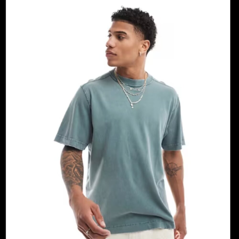 Abercrombie & Fitch Men's Short Sleeve Tee in Washed Teal Green